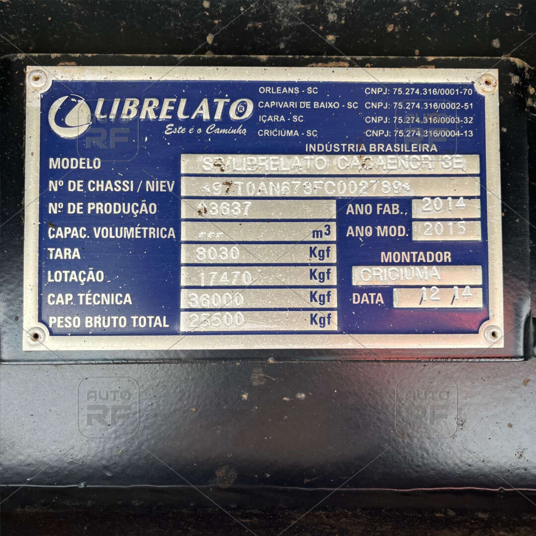 Carreta SEMI-REBOQUE GRANELEIRO Librelato ANO 2014 1 Eixo de Auto RF Curitiba PR no Paraná