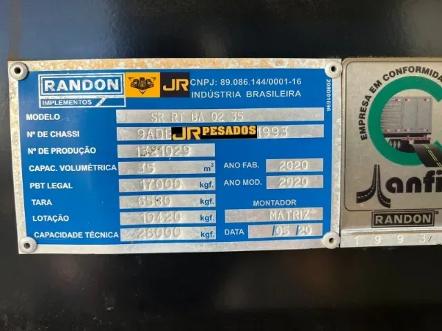 carreta rodo caçamba randon bitrem basculante 35m + 35m ano 2020 único dono de Jr Pesados no Paraná